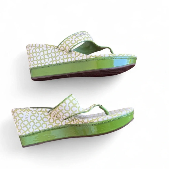 Coach Lime Green Patterned Sandals - Picture 5 of 6